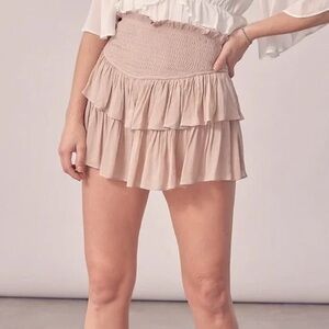Mustard Seed Beige Ruffled Mini Skort